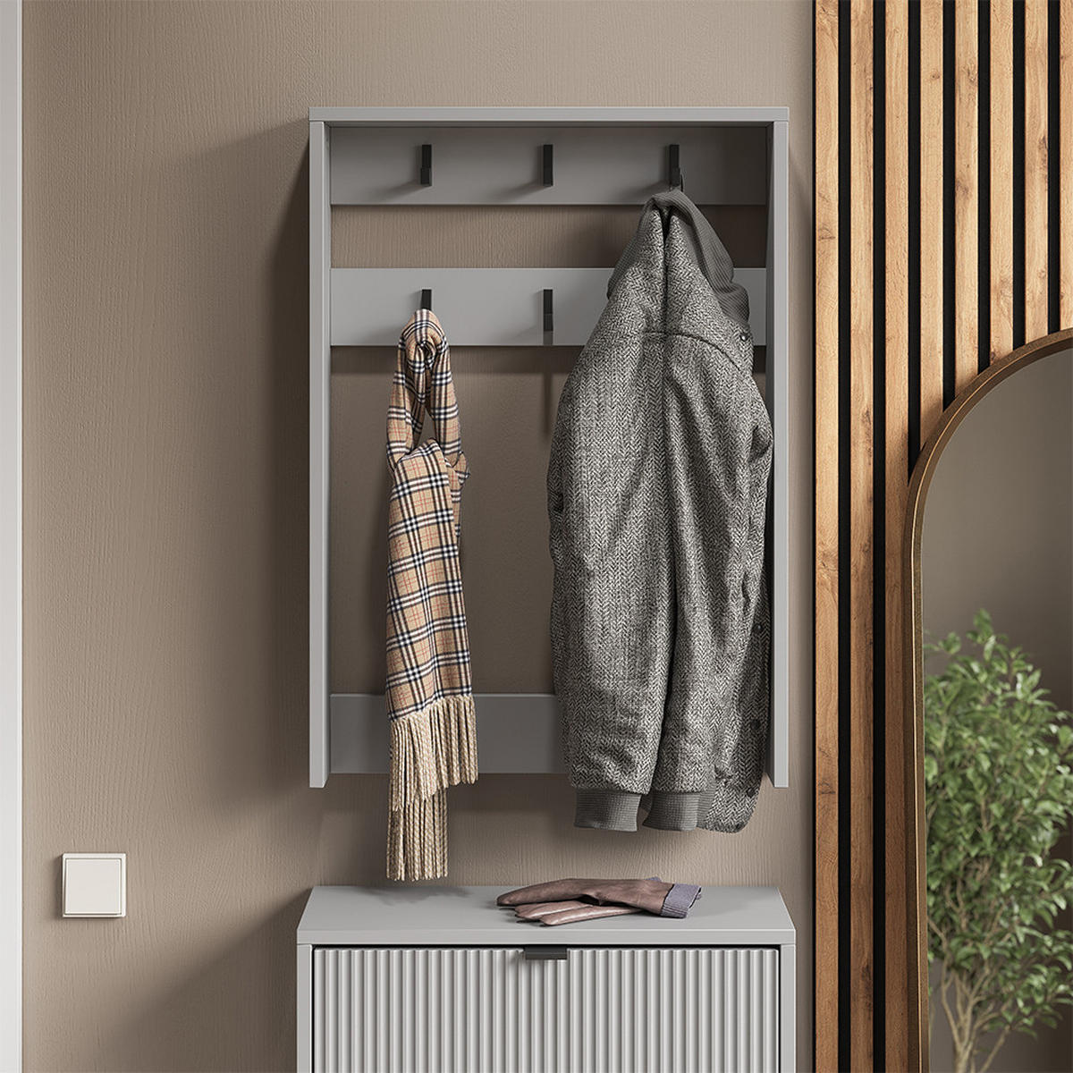 GARDEROBENAUFSATZ Eliza Grau 60 x 85 cm - Grau, Holzwerkstoff (60/85/12.1cm) - Vicco