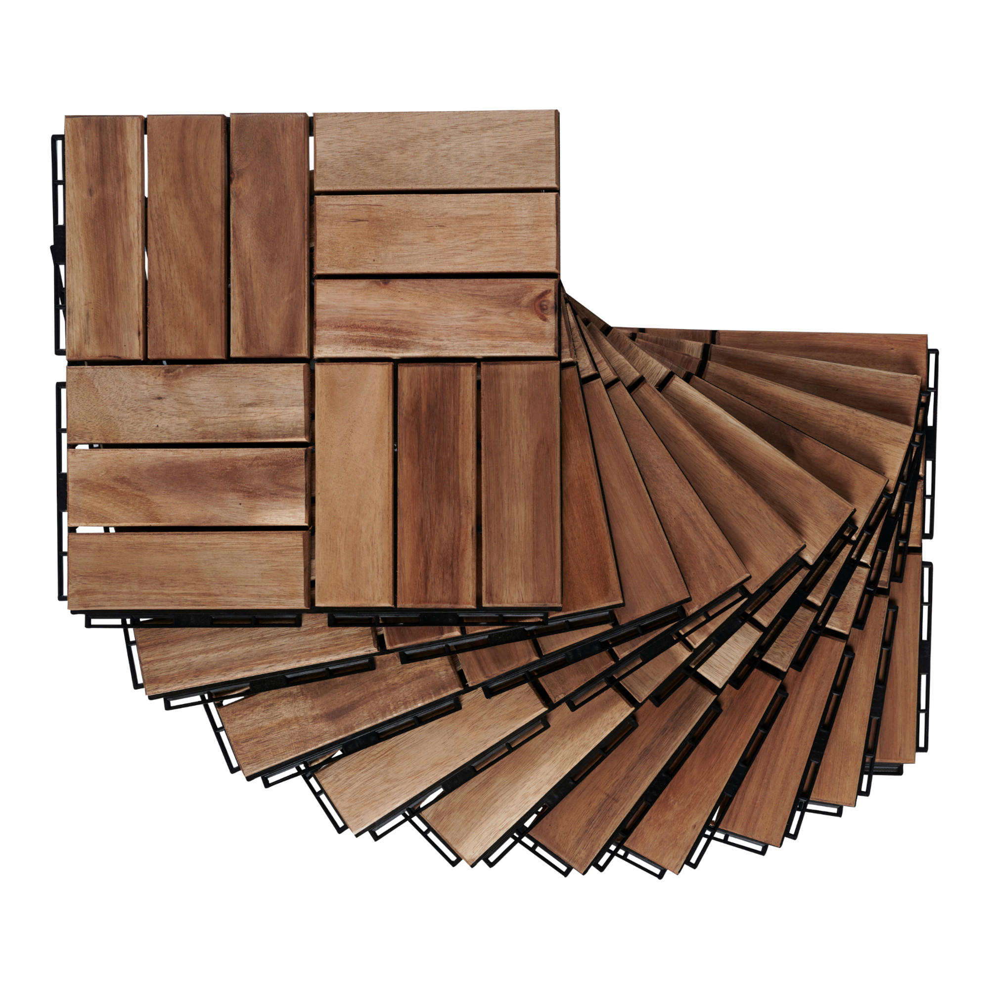 KLICKFLIESEN-SET 10 TLG. Alliste - Naturfarben, Holz (30/30/1.9cm) - casa.pro