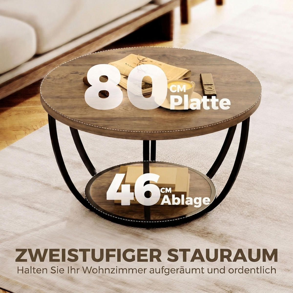BEISTELLTISCH Braun 80.0/80.0/43.8cm - Braun, Holzwerkstoff (80/80/43.8cm)