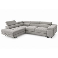 ECKSOFA Gustaw L Links, Cordbezug, Schlaffunktion, Taupe - Taupe, Textil (275/205cm) - KS Home Concept