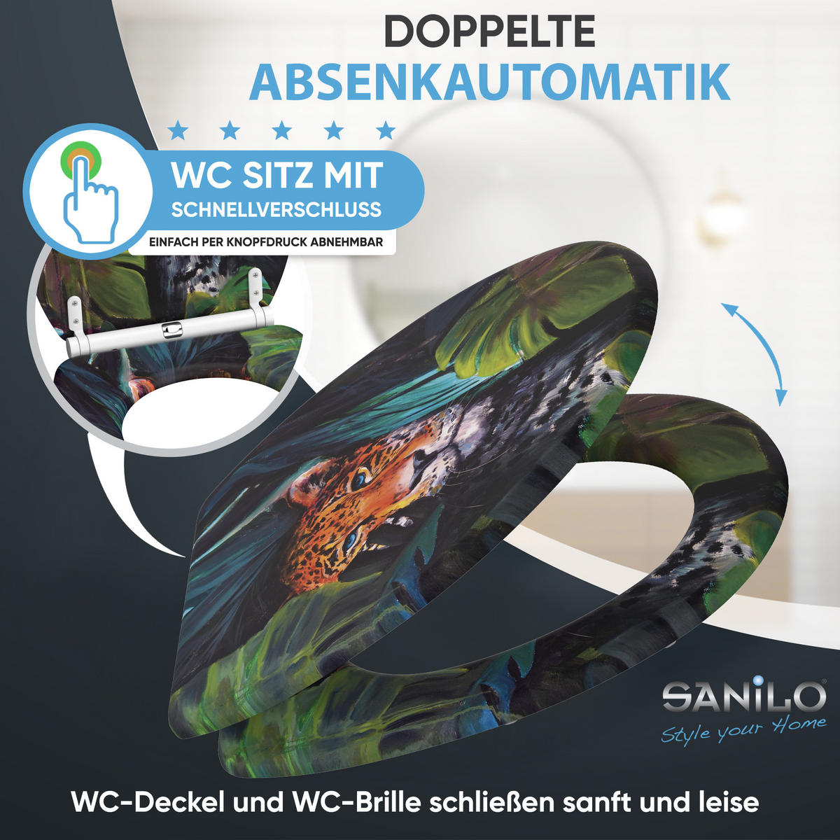 WC-SITZ mit Absenkautomatik & Top Fix Hunter - Braun, Holzwerkstoff (37.7/5.5/48cm) - Sanilo
