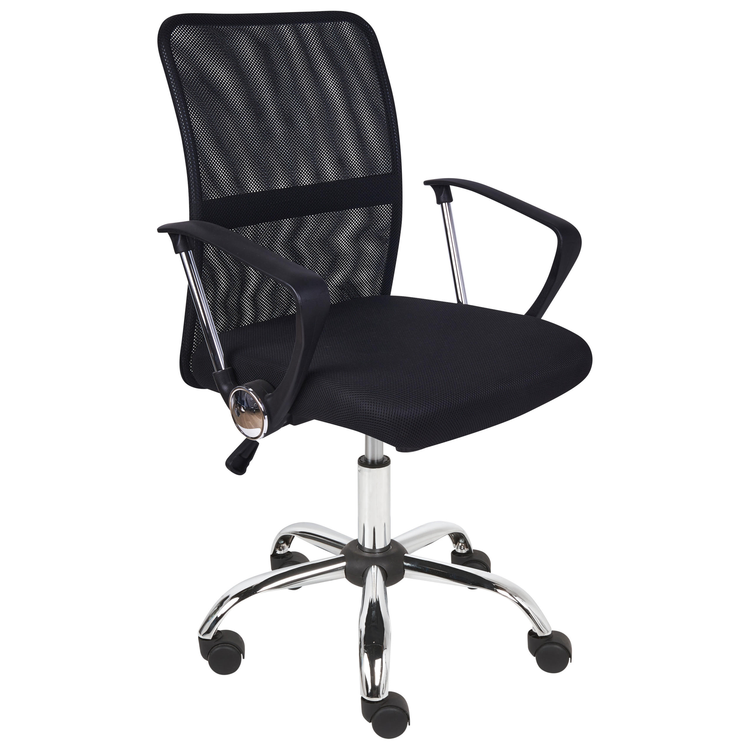 BÜROSTUHL Schwarz Best - Silberfarben/Schwarz, Textil (55/94/55cm) - Beliani