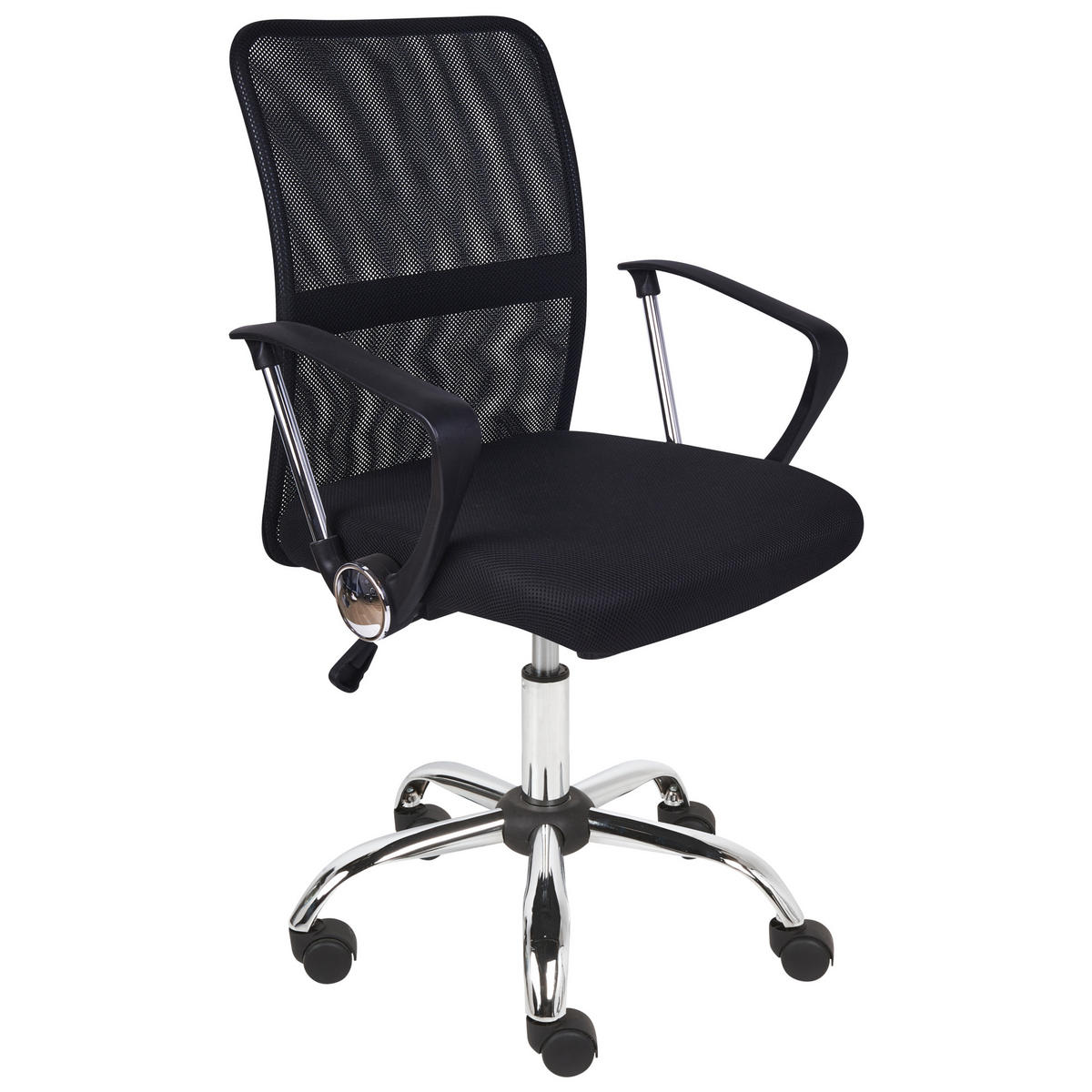 BÜROSTUHL Schwarz Best - Silberfarben/Schwarz, Textil (55/94/55cm) - Beliani
