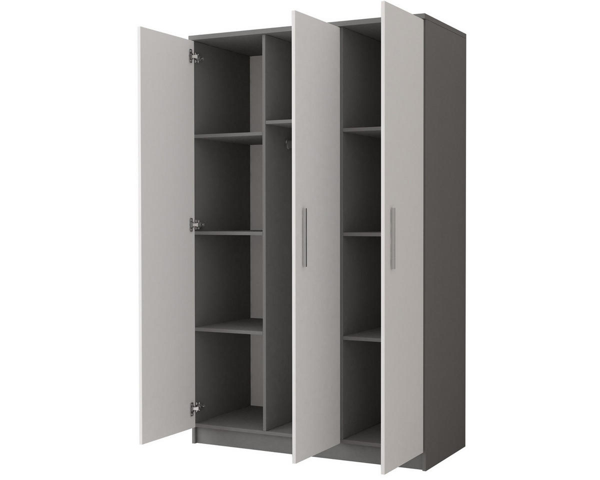 KINDERKLEIDERSCHRANK OLMO 19 120/50/192 Weiß/Grau - Weiß/Grau, Holzwerkstoff (120/192/50cm) - Deine Möbel 24