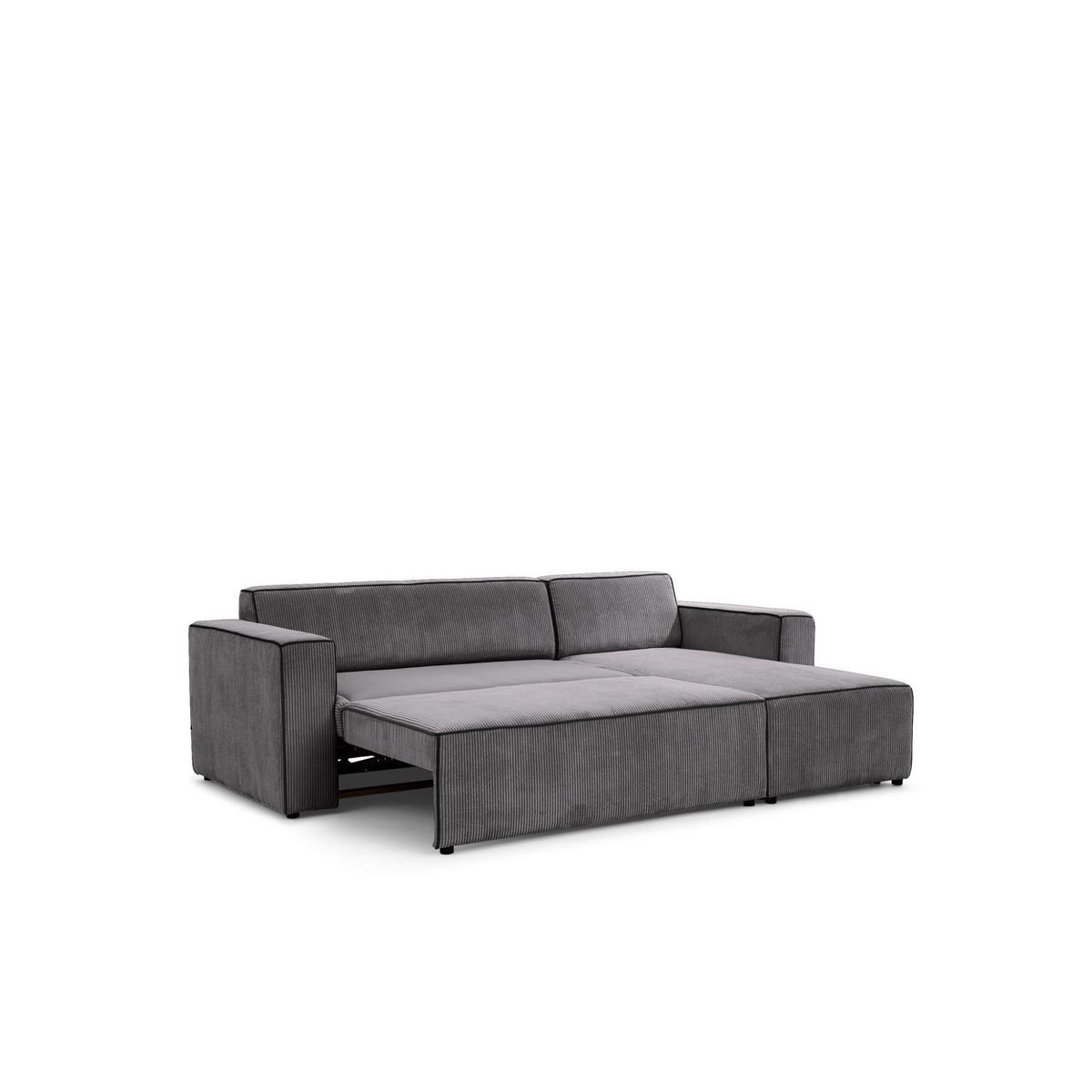 ECKSOFA Schlafsofa Waldo In Poso - Anthrazit, Holzwerkstoff/Textil (260/173cm) - Fun Möbel