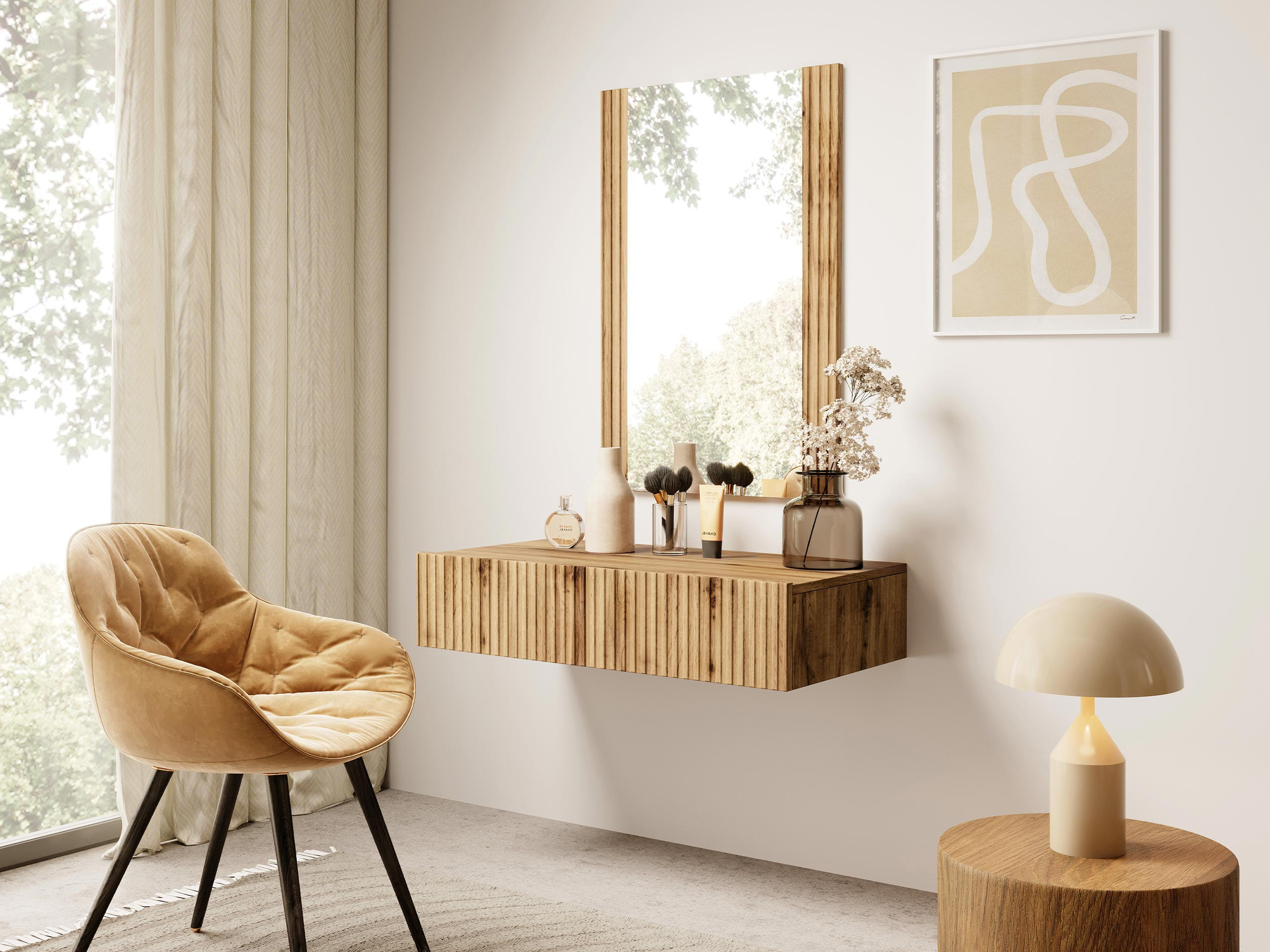 SCHMINKTISCH Vamos - Braun, Holzwerkstoff (80/17/42cm) - MIRJAN24