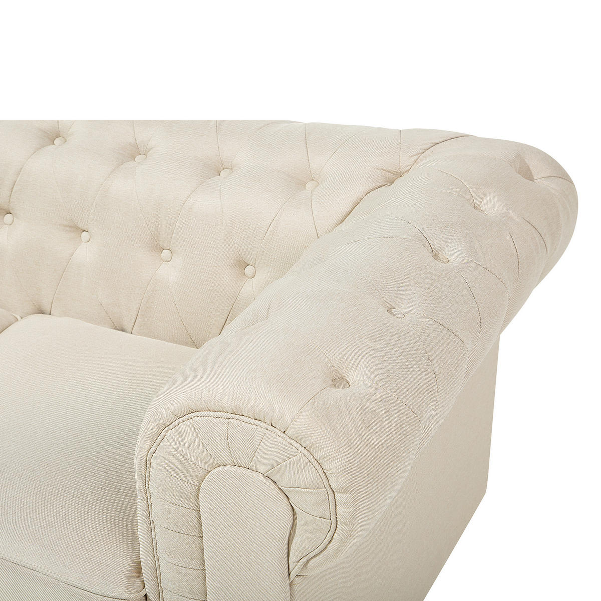 3-SITZER-SOFA Polsterbezug Beige Chesterfield - Beige, Textil (202/70/75cm) - Beliani