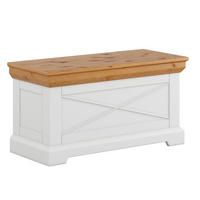 SITZBANK Marone Elite Weiß / Kiefer Natur 95 / 42 / 50cm - Weiß/Kieferfarben, Holz (95/50/42cm) - Feldmann-Wohnen