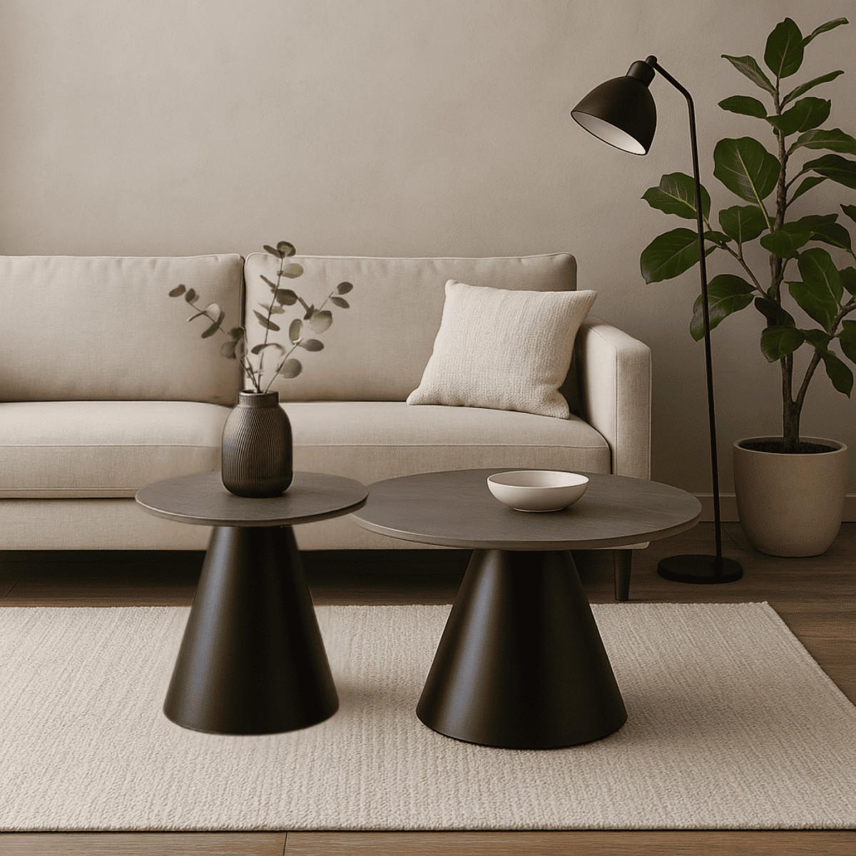 COUCHTISCH (2er-Set) in grau - louna 70/70/40 cm - Schwarz, Metall (70/70/40cm) - Calicosy