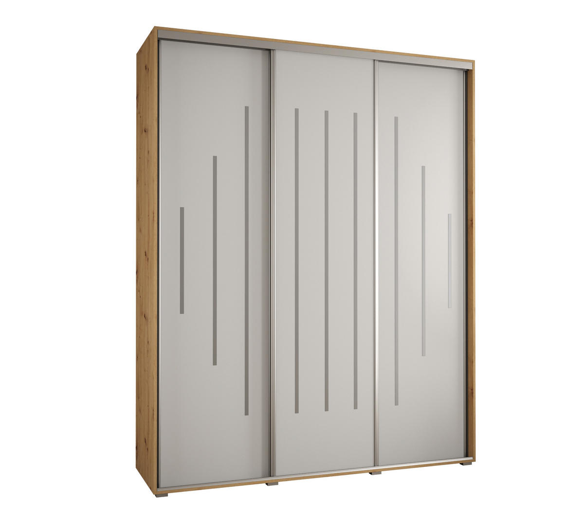 SCHWEBETÜRENSCHRANK 235,2/190/45 3-türig - Silberfarben/Weiß, Holz/Metall (190/235/45cm) - Abiks Möbel
