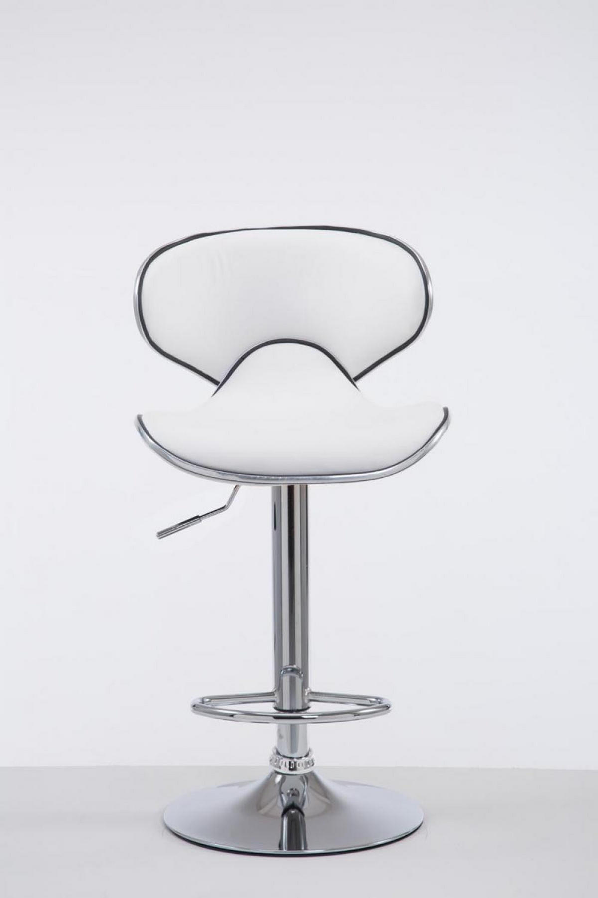 BARHOCKER Lederlook weiß - Chromfarben/Walnussfarben, Textil/Metall (46/88/49cm) - CLP