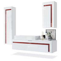 BADMÖBELSET Aloha Absetzungen in Bordeaux Hochglanz - Bordeaux, Holzwerkstoff (210/185/51cm) - Vladon