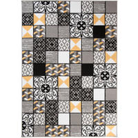 TEPPICH MAYA Gelb Mosaik Karo Floral 180/250 cm - Gelb, Textil (180/250cm) - Tapiso