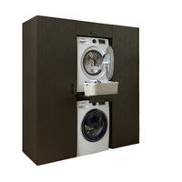 WASCHMASCHINENSCHRANK DUO-I 187cm Breit, 205cm Hoch - Schwarz, Holzwerkstoff (187/205/67cm)