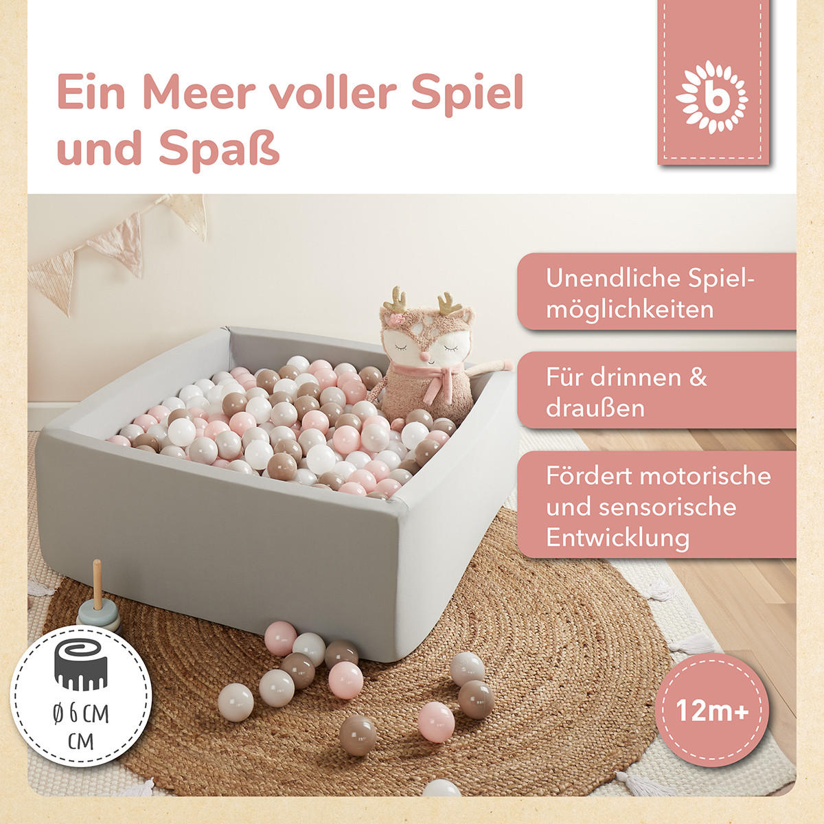 BÄLLE für Bälldebad 100 Stück Cotton - Multicolor, Kunststoff (35/20cm) - Bieco Spielwaren