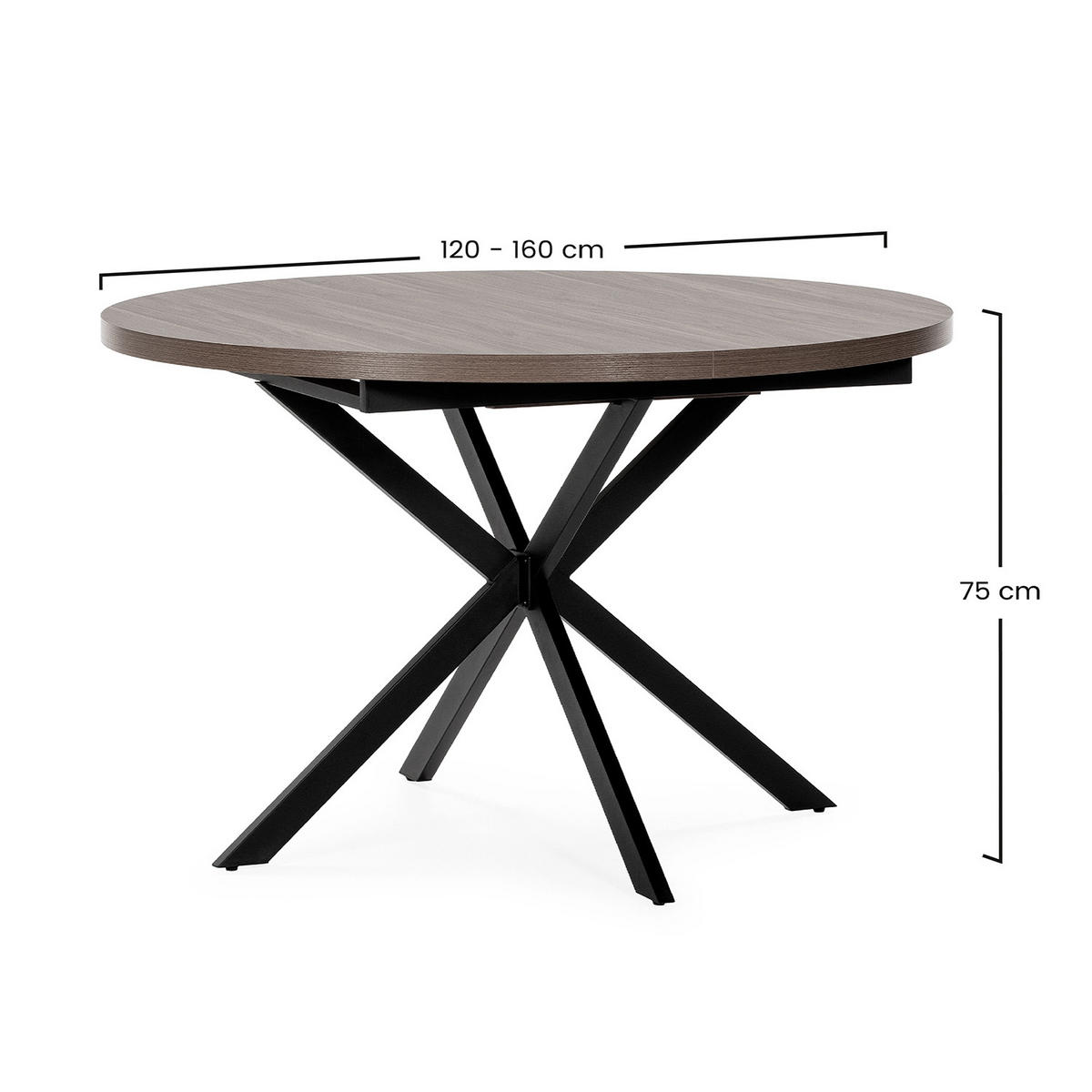 MASA DE MASA Murano aspect de nuc comun, 120-160 cm - culoare nucă, compozit lemnos (120/120/75cm) - VS Venta-stock