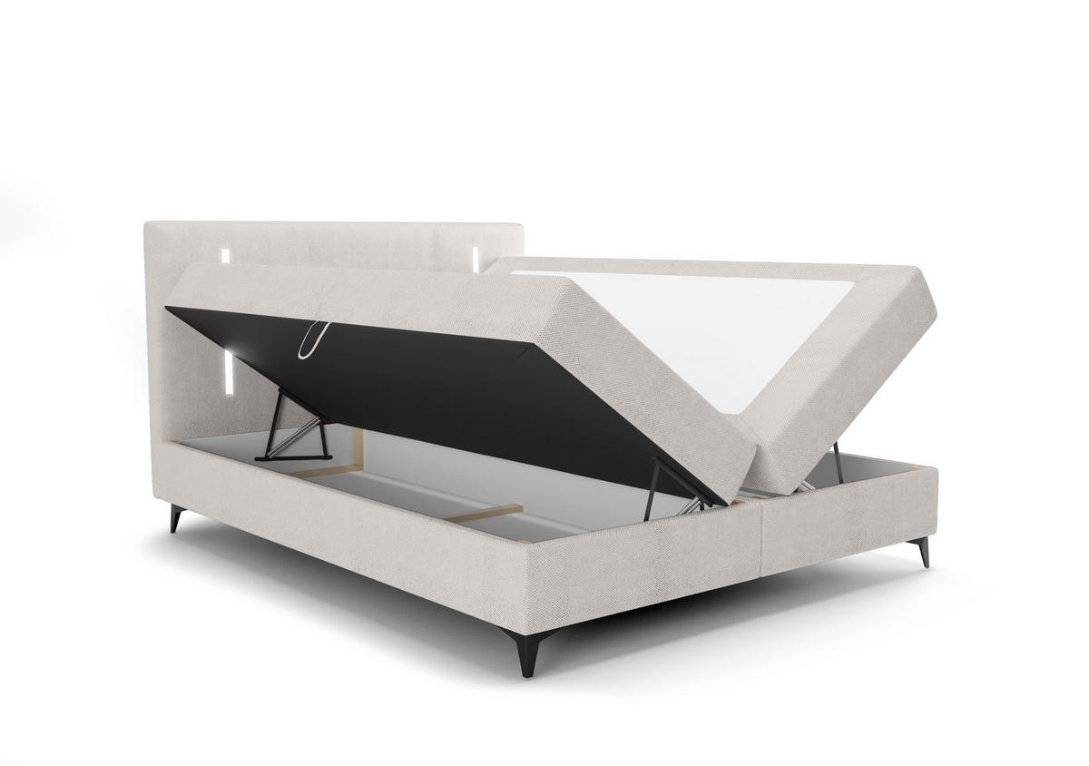 BOXBETT ONO mit Matratze H3, Bonell und Topper 160x200 CURIO 02 - Beige, Textil (160/200cm) - Bedante