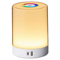 LED-TISCHLEUCHTE - dimmbar mit Farbwechsel, Touch-Taste und USB-Ladeports in Weiß - Weiß, Kunststoff (10.6/10.6/14.6cm) - Northpoint