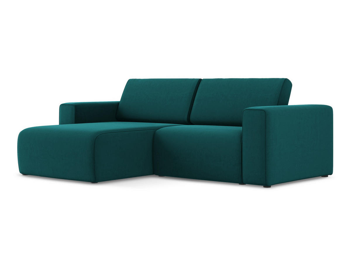 ECKSOFA Links Samt Stoff Blau - Blau/Petrol, Kunststoff/Textil (167/224cm) - Makamii