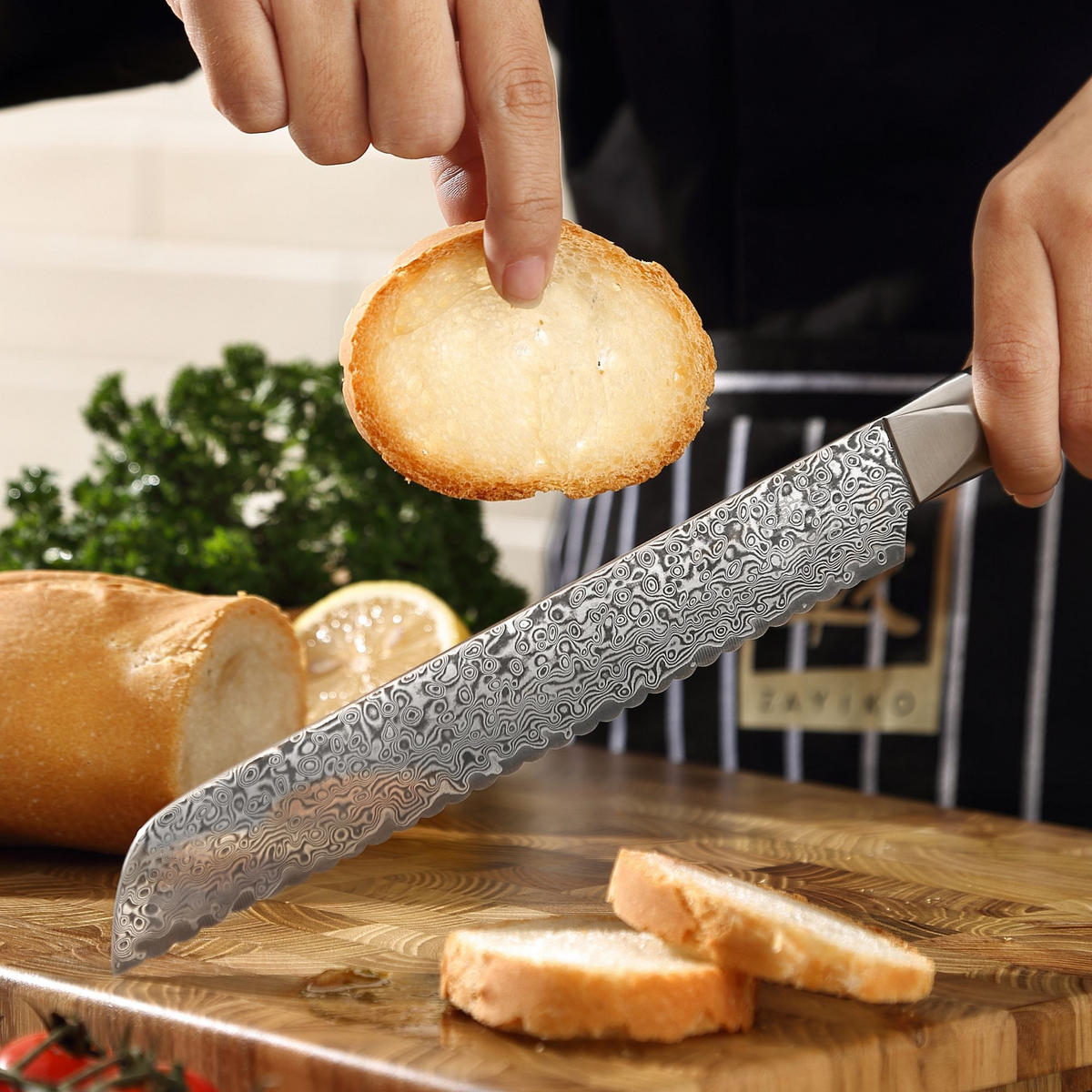 BROTMESSER 20 cm - Schwarz, Holz/Metall (35cm) - Zayiko