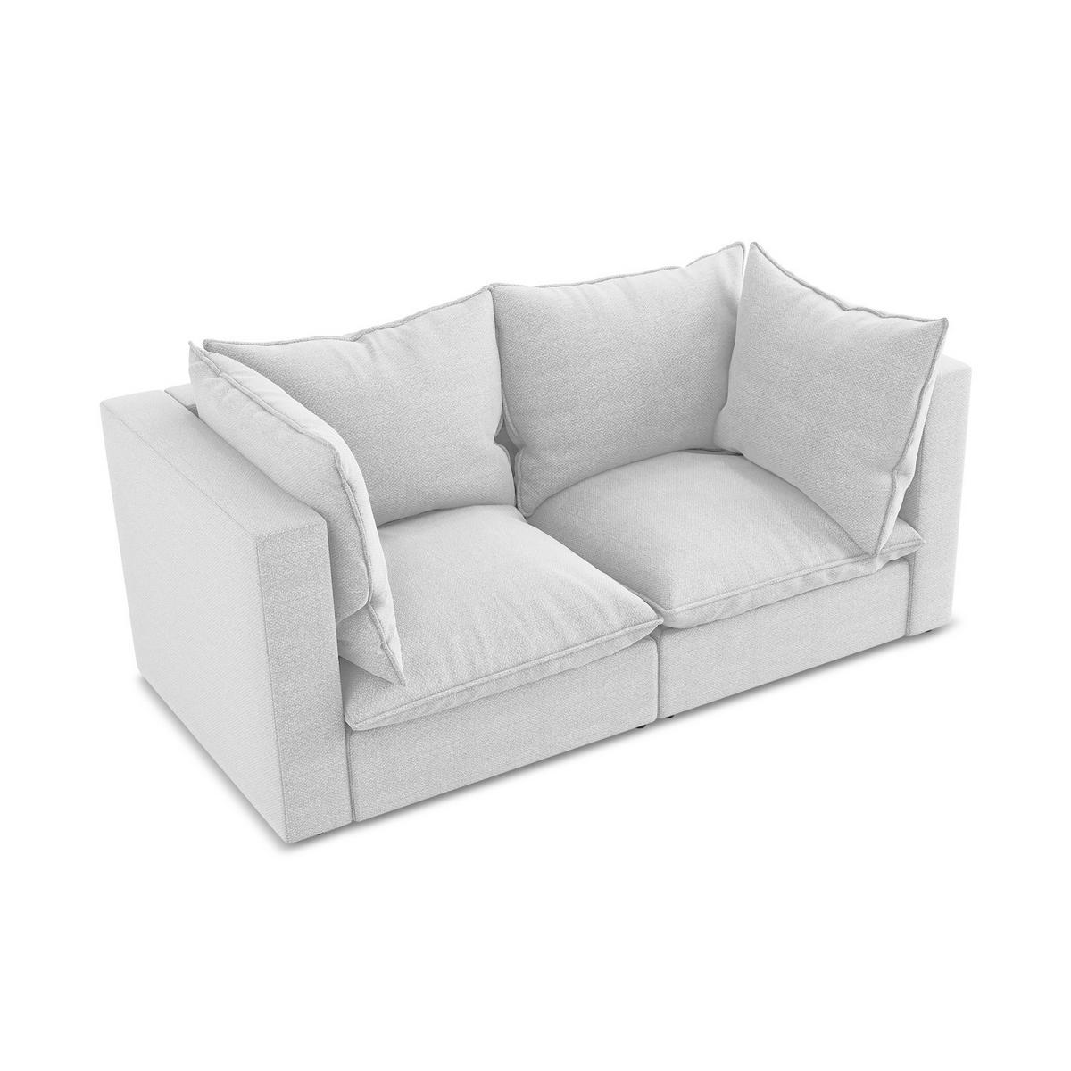 2-SITZER-SOFA Bouclé Stoff Grau - Silberfarben/Schwarz, Holzwerkstoff/Kunststoff (180/77/90cm) - LaMiaSofa