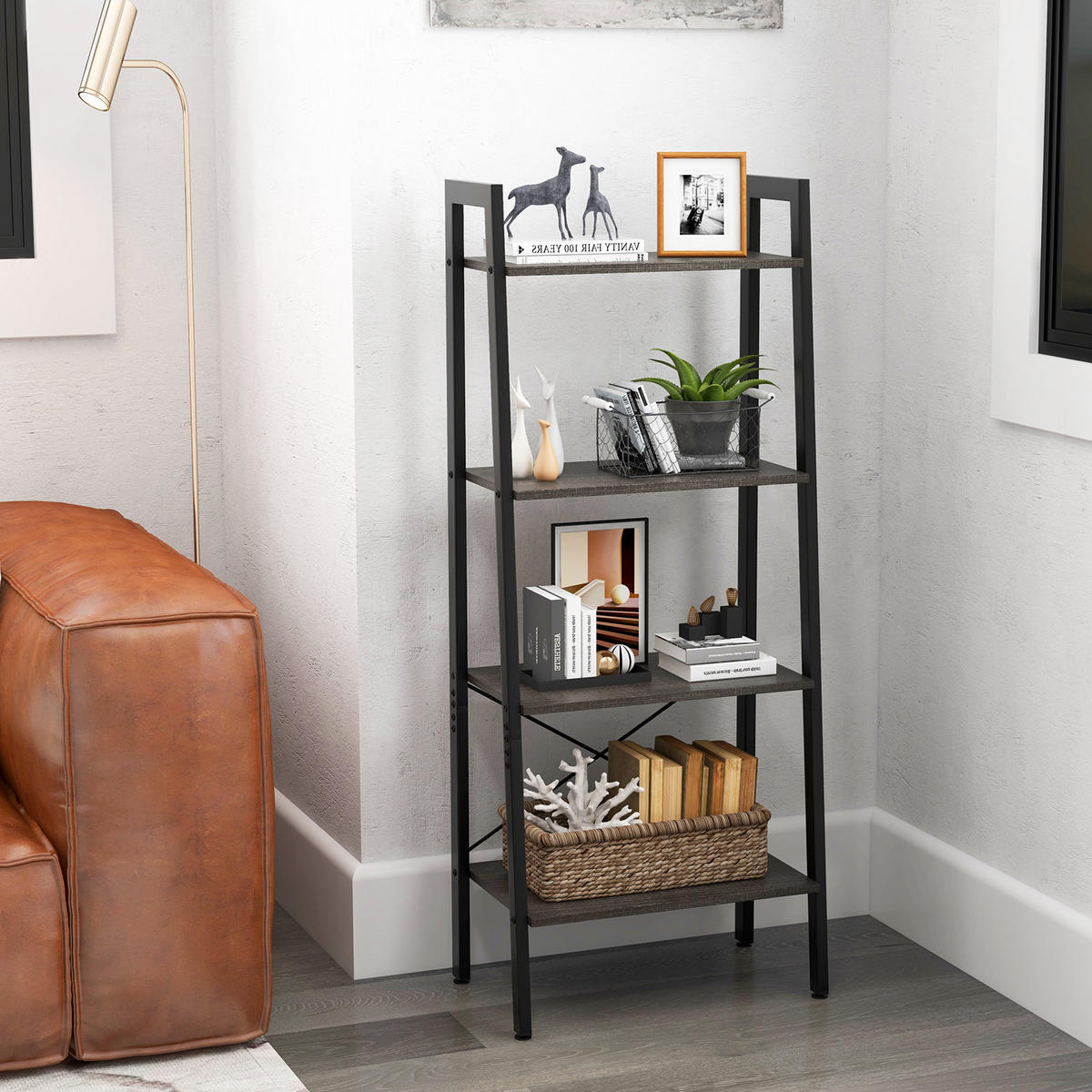 STANDREGAL Braun - Braun, Holz (34/138/56cm) - COSTWAY