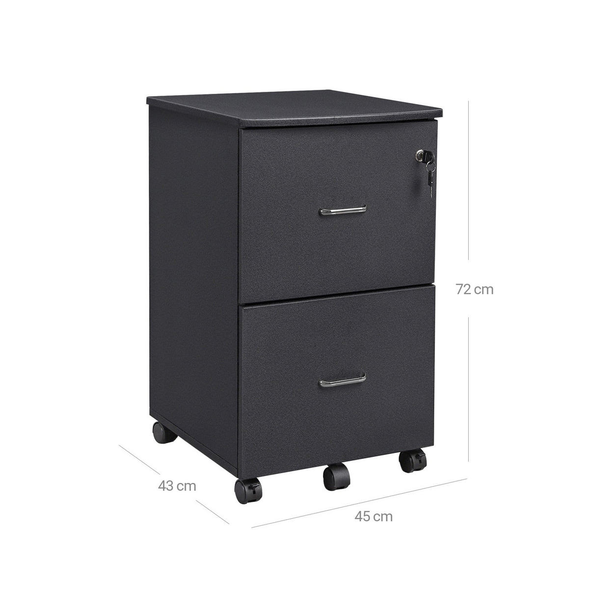 ROLLCONTAINER - Schwarz, Holzwerkstoff (45/72/43cm) - Hansiro