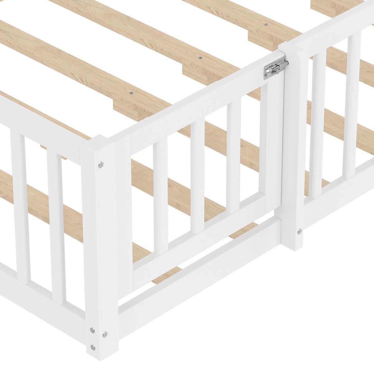 KINDERBETT Hausbett 140/190 cm, Weiß mit Geländer - Weiß, Holz (140/190cm) - MIVRAY