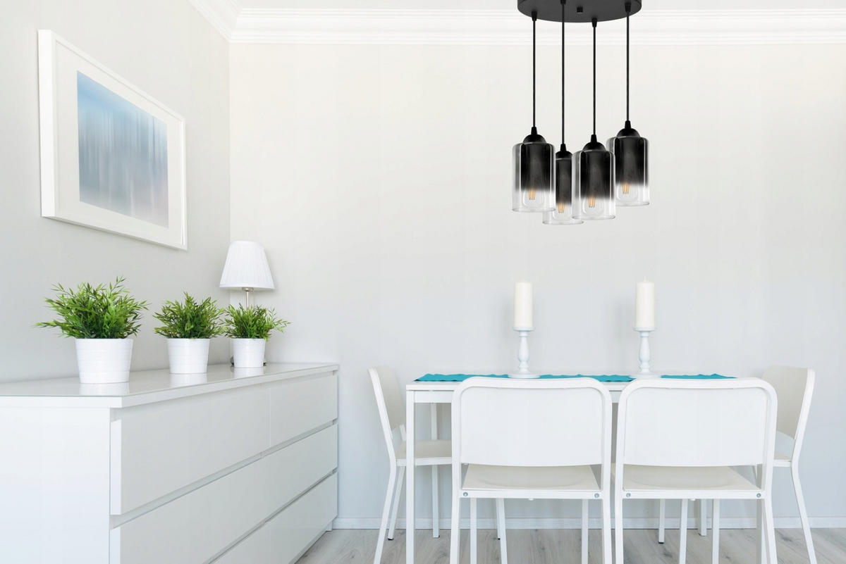 PENDELLEUCHTE GRAF - Transparent/Anthrazit, Glas/Metall (35/35/80cm) - kiki design