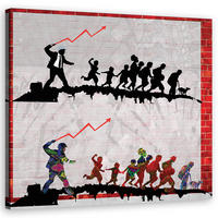 WANDBILD banksy die peitsche - Orange, Textil (30/30cm) - Feeby