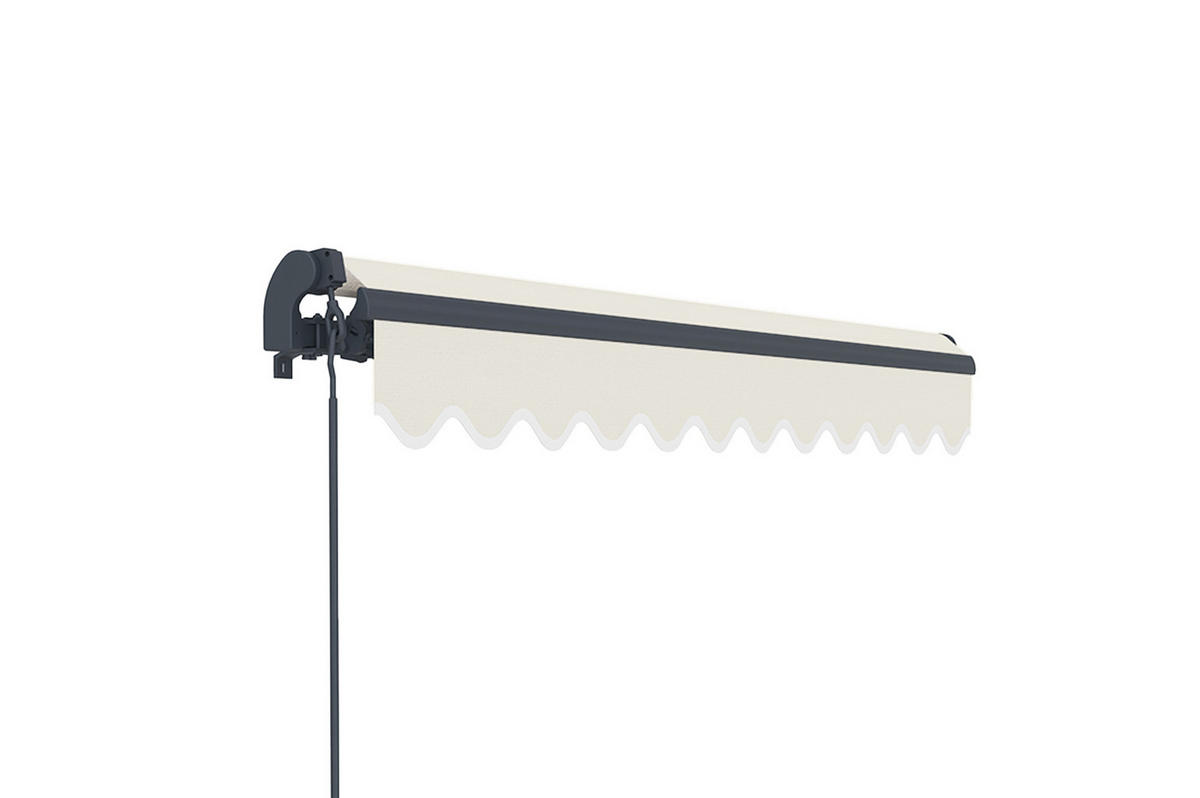 EINTEILIGE MARKISE Vecchio Beige 3m x 2,5m - Premium-Leinwand 320g/m² - Beige, Metall (295/270/250cm) - Cazeboo