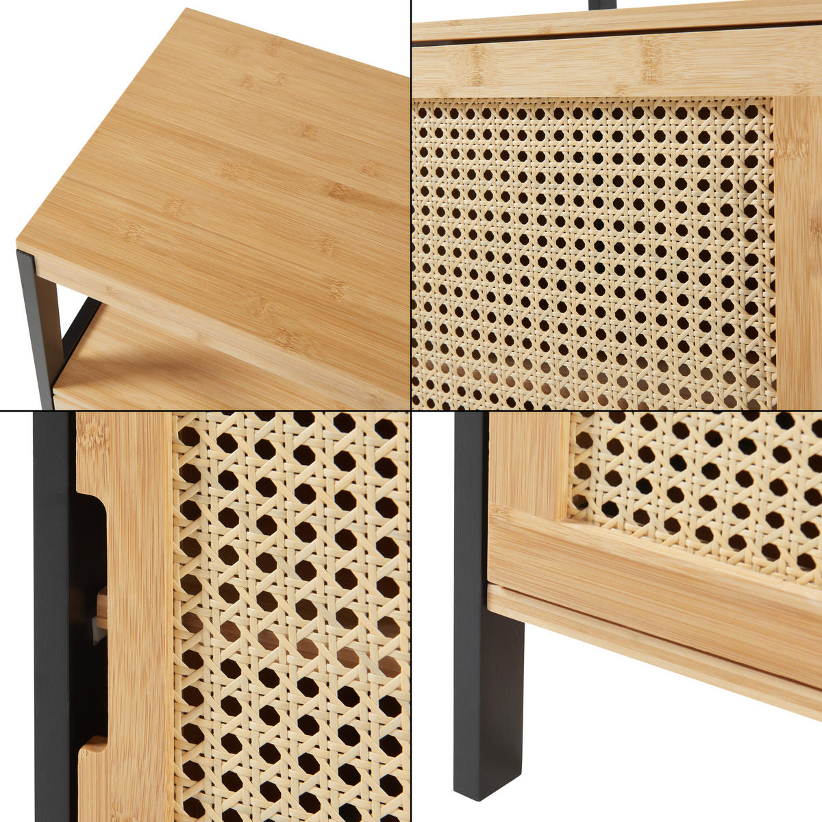 BADEZIMMERSCHRANK Tervola - Schwarz/Naturfarben, Naturmaterialien/Holzwerkstoff (40/80/35cm) - [en.casa]