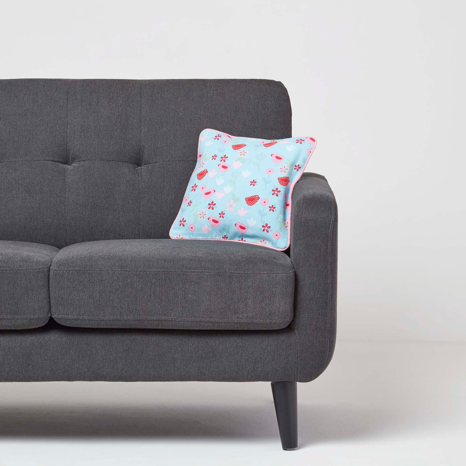 KISSENHÜLLE Vögel & Blumen 30/30 cm - Hellblau, Textil (30/30cm) - Homescapes