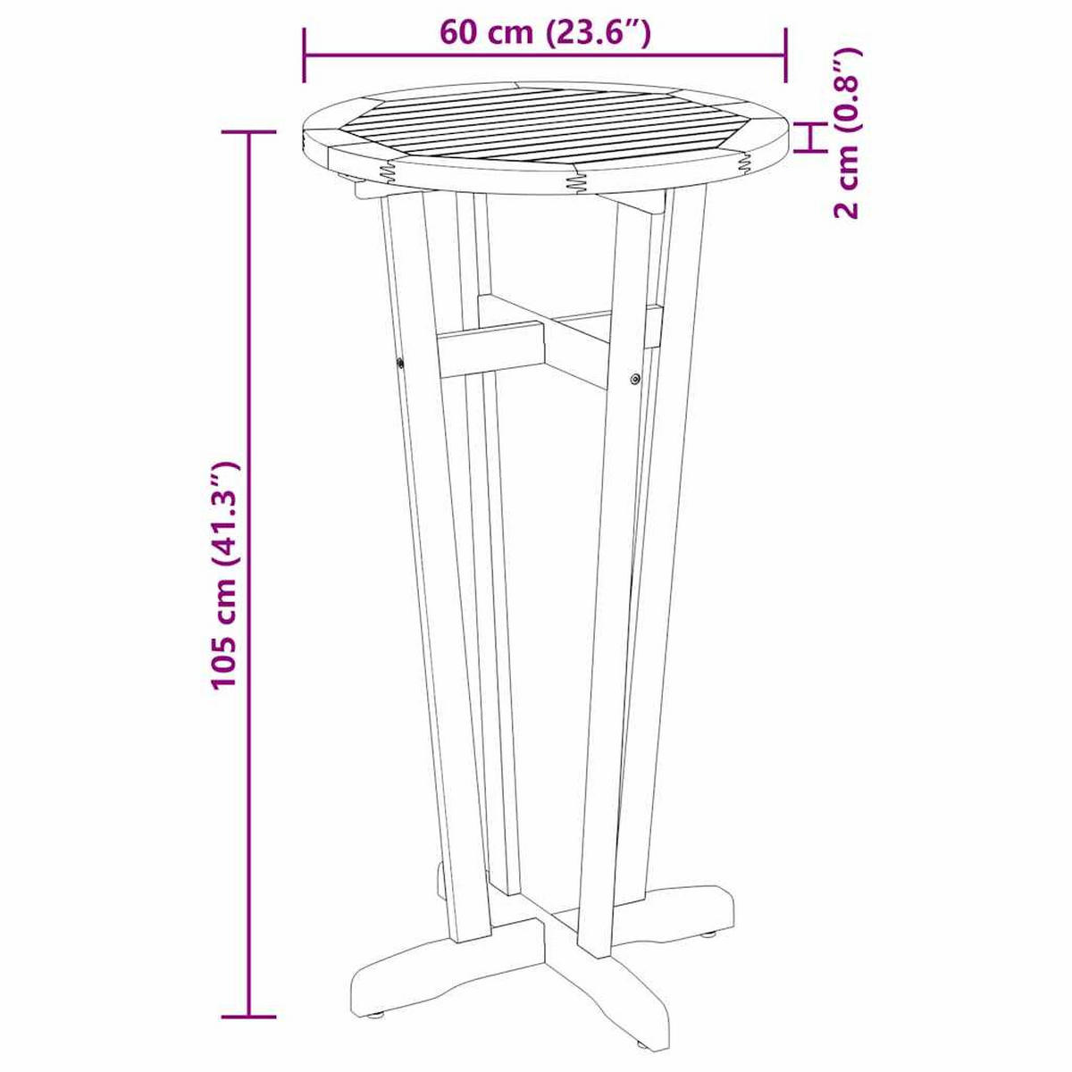 GARTEN-BARTISCH Ø60/105 Cm Massivholz Akazie - Braun, Holz (60/60/105cm) - vidaXL