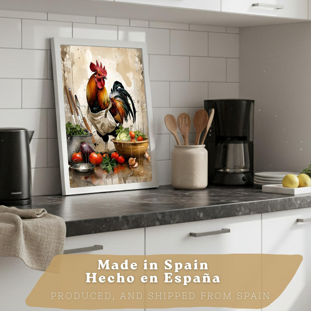 PLAKAT Sada 2 Animal Chef A3 Bílý rám - bílá, papír (29.7/1/42cm) - Nacnic