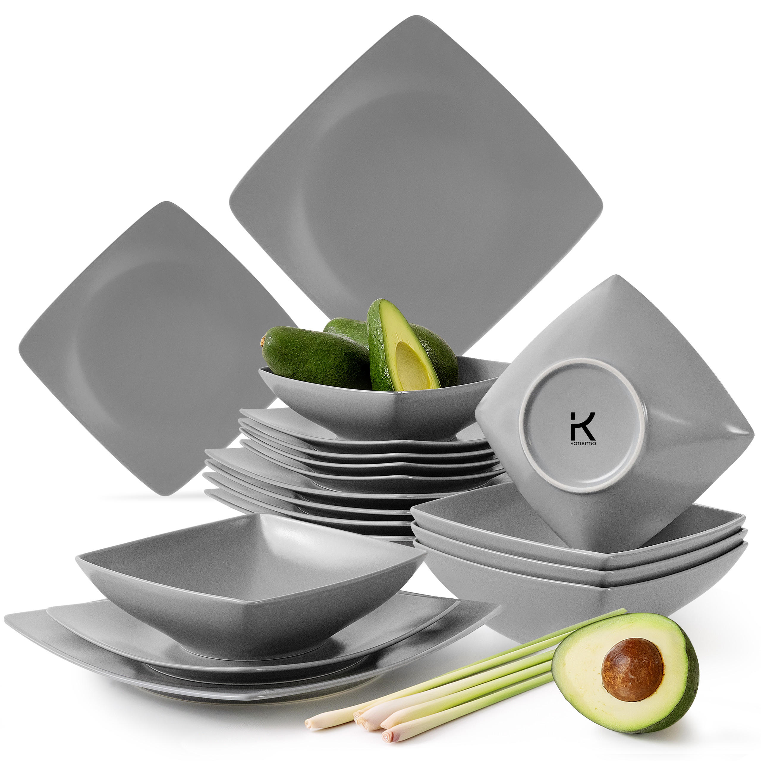 Konsimo® Tafelservice Grau 25x2x25 cm