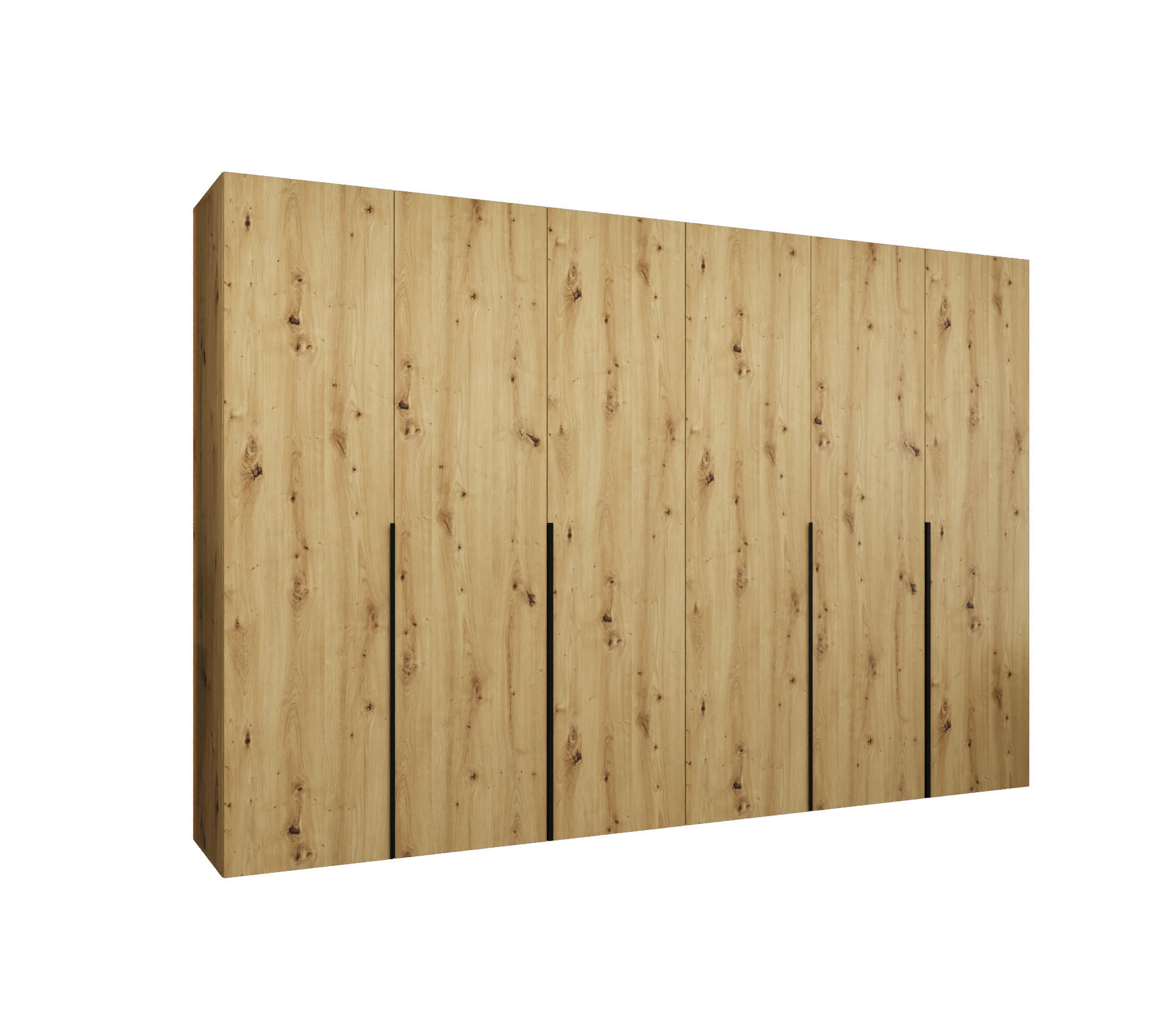 Abiks Möbel DREHTÜRENSCHRANK Eiche Artisan, Schwarz 300cm × 52cm × 202cm