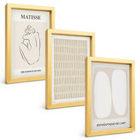 BILDER SET 3er Set - 20x30 cm Goldrahmen - Linien, Formen, Beige, Weiß - Goldfarben, Kunststoff (20/30cm) - TULUP