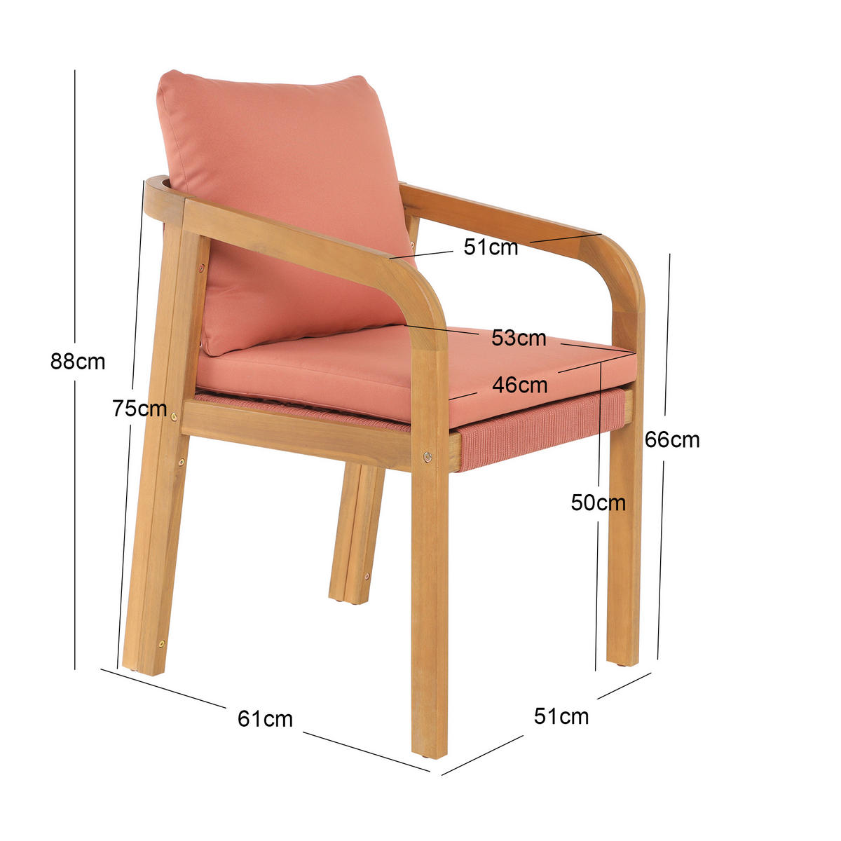 STUHL 2er-Set Massivholz Rosa - Rosa, Holz (51/88/61cm) - Nordlys