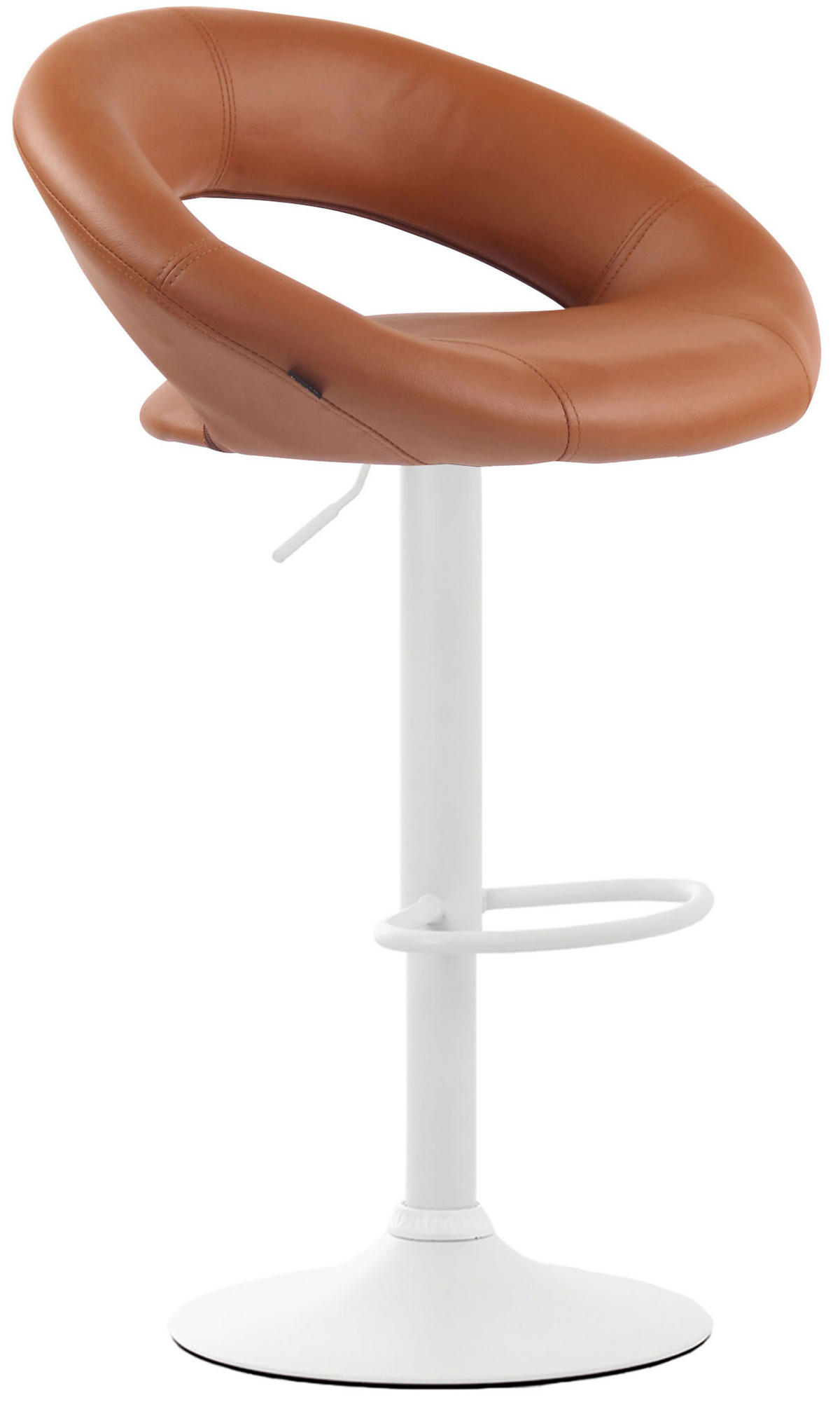 BARHOCKER Mekim Kunstleder Hellbraun Weiß - Hellbraun, Leder/Metall (53/80/47cm) - DELUKE