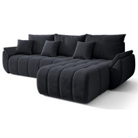 ECKSOFA Romuldi mit Schlaffunktion, Anthrazit Samt, rechtsseitig - Anthrazit/Schwarz, Kunststoff/Textil (185/280cm) - Selsey