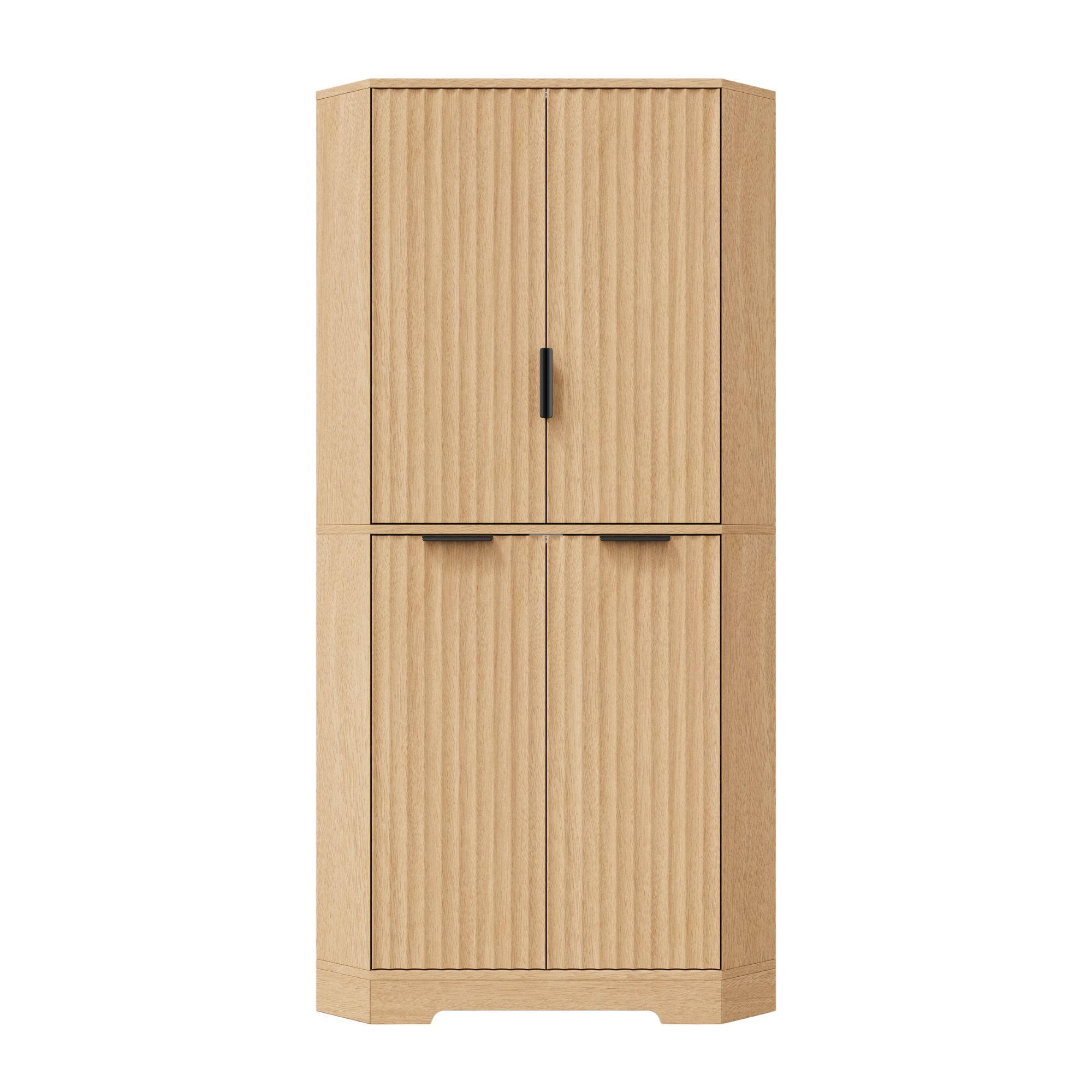 ECKSCHRANK Aufbewahrungsschrank Naturholz-Optik 4 Türen & Böden 172cm - Naturfarben, Holzwerkstoff (60/172/60cm) - Urban Meuble