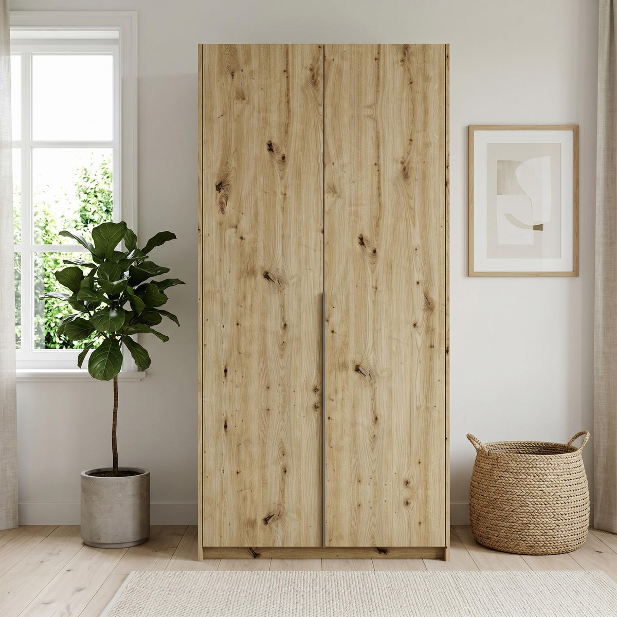 DREHTÜRENSCHRANK AMARA 100/204/58cm 2-türig Eiche Artisan - Eiche Artisan, Holzwerkstoff (100/204/58cm) - MASSENO