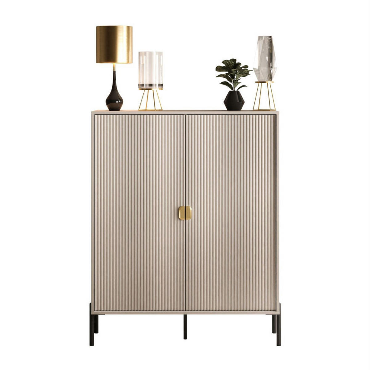 KOMMODE DALIA - Kaschmir/Goldfarben, Holzwerkstoff (104/127/40cm) - Lookway