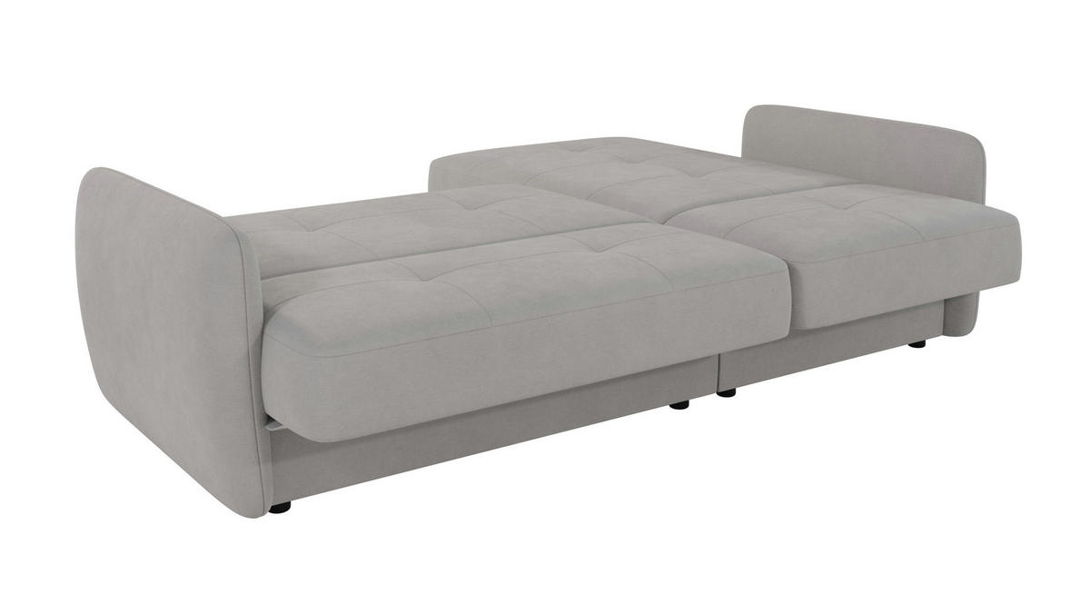 ECKSOFA Lupo Silber Mikrofaser - Silberfarben/Schwarz, Holz/Kunststoff (232/147cm) - S-Style Möbel