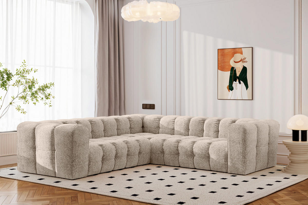 ECKSOFA Corner Mit Steppung BALOO, Chenille-Stoff Arena, Beige - Beige, Holz (270/270cm) - Kaiser Möbel