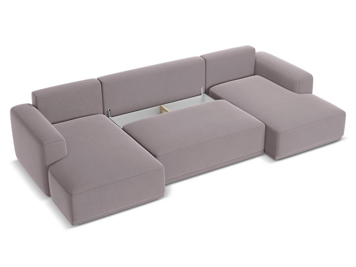 WOHNLANDSCHAFT Samt Stoff Violett - Lila/Flieder, Kunststoff/Textil (333/91/160cm) - Makamii