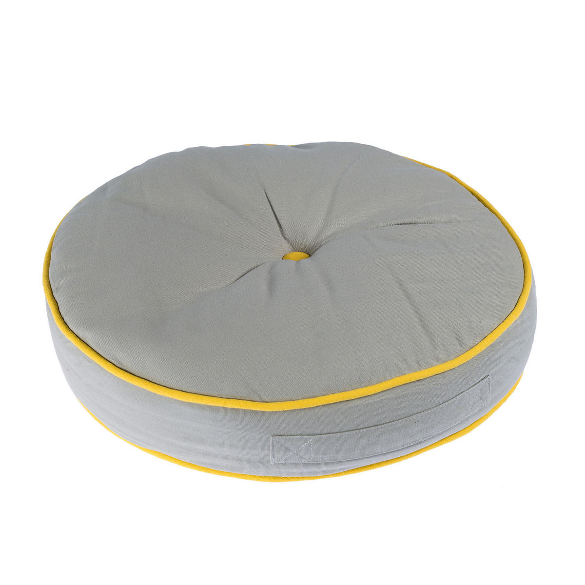 BODENKISSEN rund, grau-gelb, Ø 43/7 cm - Gelb/Grau, Textil (43/43/7cm) - Homescapes
