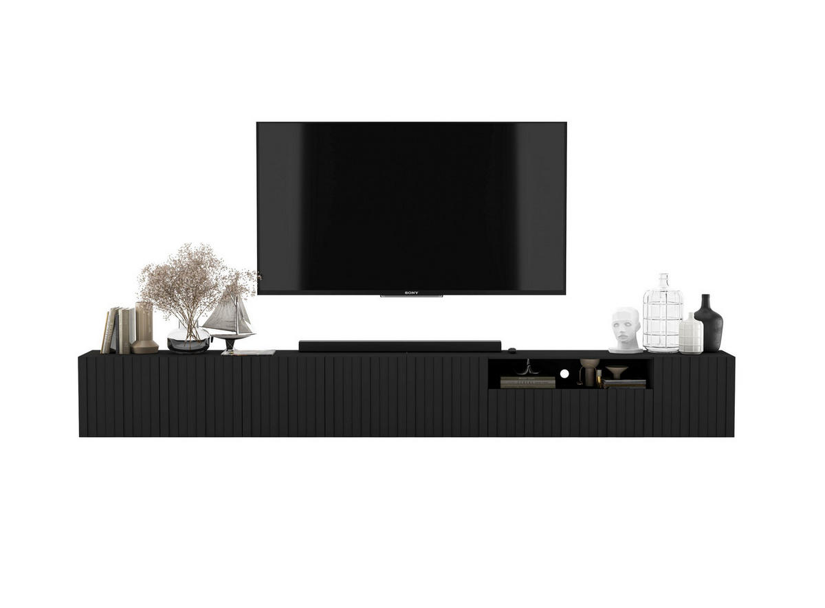 TV-LOWBOARD 2-er Set Elpis2 Schwarz Matt Glamour 150 cm - Schwarz, Holzwerkstoff (300/37.5/36.5cm) - Meble Lindner