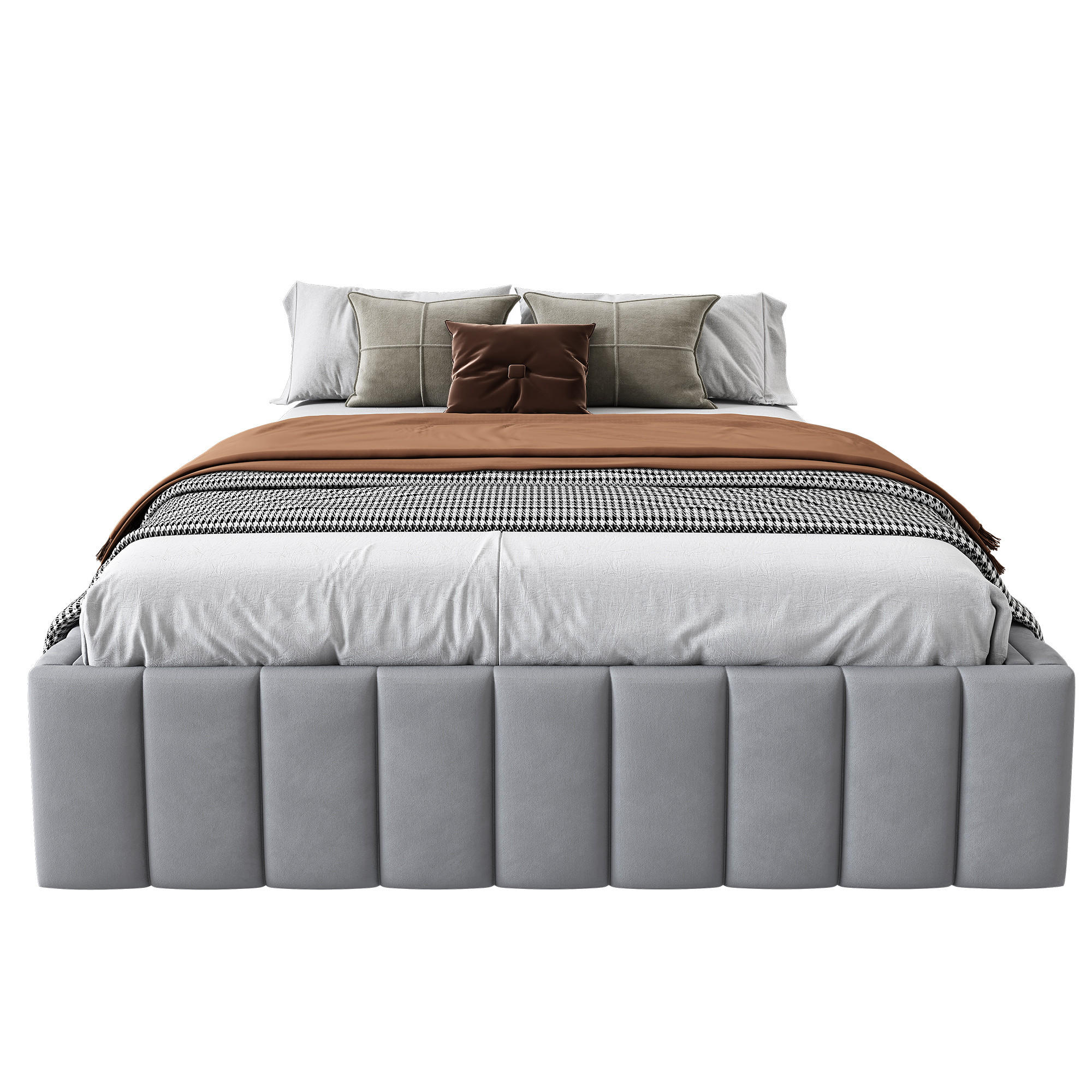 POLSTERBETT 140/200 cm Grau mit Lattenrost ohne Kopfteil - Grau, Textil (140/200cm) - OKWISH